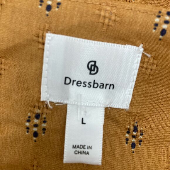 Dressbarn L Mustard Boho Embroidered Peasant Blouse Tassel - Picture 11 of 11